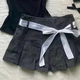 IFOMT 2000s FemmeKawaii High waist Pleated skirt Y2k Punk Sexy Slim Streetwear Bow Mini Skirts Emo Girl Gothic Women Vintage Clothes