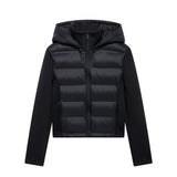 IFOMT Spring Outfits New Winter Women's Black Commuter Versatile Stand-up Collar Hooded Slim Cotton Jacket with Splicing Sleeves 2025