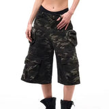 Ifomt American Retro Camouflage Cargo Jeans Women 2025 Summer Hip Pop Harajuku Y2k Baggy Denim Shorts 90s Aesthetic 2000s Short Pants Casual Outfit