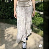 Ifomt Drawstring Tied Chic Sweet Long Skirt 2025 New Summer Floral Cake Skirt Fashion Versatile High Waist Loose A-line Women Skirt