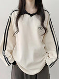 IFOMT Contrast Color Casual Pullover Sweatshirt