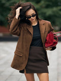 IFOMT Retro Brown Lapel With Pocket Jacket Woman Fashion Buttons Long Sleeve Short Coat 2024 Female Autumn High Street OutwearChristmas Gifts