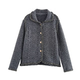 IFOMT Outfit Elegant Knitted Solid Lapel Cardigan Women Casual Loose Single Breasted Thick Sweaters Female Spring Versatile Chic Knitwear