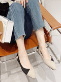 IFOMT Contrast Color Pointed-Toe Split-Joint V-Cut Flat Shoes Flats