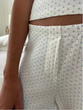 Ifomt Blue Heart Print Chic Wide Leg Pant Cotton 2025 Spring Summer Elastic Waist Loose Casual Women Trouser Sweet Fashion Home Pants