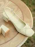 IFOMT Belt Buckle Rhinestone Split-Joint Square-Toe Pumps Sling Shoes