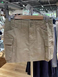 Ifomt Casual Women Solid Cargo Pants Women Pockets High Waist A-line Mini Skirts Female Y2k Streetwear Cotton Bottoms 2025
