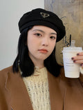 IFOMT 3 Colors Vintage Solid Color Woolen Beret Hat