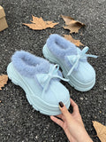 IFOMT Bowknot Round-Toe Split-Joint Platform Shoes Slippers&Mules