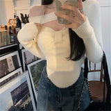 IFOMT 2024 Spring Elegant Pullover Women Casual Solid Korean Style Long Sleeve Knitted Sweater Sweet Soft Sweater Female Y2K Crop Tops