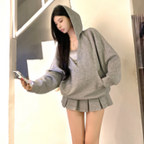 IFOMT Casual Hooded Pullover Top Women Y2K V-neck Hoodies Solid Harajuku Long Sleeve Hoodie Oversized Tops Female Loose Clothing