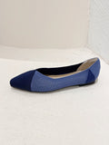 IFOMT Contrast Color Pointed-Toe Split-Joint V-Cut Flat Shoes Flats
