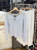 Ifomt New Autumn Beige Thin Transparent Long Sleeve Knitted Sweater With Hollowed Out Solid Color Basic Sheer Knitting Pullovers Top