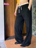 Ifomt Casual Patchwork Drawstring Women Sweatpant Cotton Fashion Street Y2K Wide Leg Pant Spring Summer Chic Sporty Trouser 2025 New