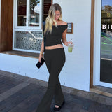 IFOMT Outfits Asymmetrical Sleeveless Crop Top Long Flare Pants Women'S Sets Y2K Streetwear Sportsuits Fashion Summer Casual Clothing
