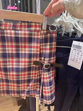 Ifomt Orange Plaid Leather Buckle Skirt For Women High Waisted Pleated Short A-line Women's Skirts Fashion Street Style Clothes Y2k
