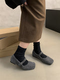 IFOMT Hollow Shallow Cut Split-Joint Square-Toe Flat Shoes Mary Janes