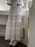 IFOMT High quality White Cute Skirts for Women Summer High Waisted A-line Skirt Long Skirt Hook Flower