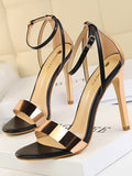 IFOMT Belt Buckle Open Toe Shiny Split-Joint Pumps Sandals Sandals
