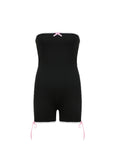 IFOMT Spring Outfits Strapless Contrast Binding Bow Skinny Sleeveless Bodycon Rompers Womens Playsuits