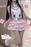 IFOMT Pink Skirt Sweet High Waist Japanese Y2k Kawaii Clothes Fold Punk Cute Lolita Sexy Cute  Mini Skirts Cutecore Girl Skirt 90s