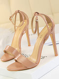 IFOMT Belt Buckle Open Toe Shiny Split-Joint Pumps Sandals Sandals