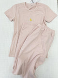 Ifomt Little Bear Embroidered Striped T-shirt Pant Set Women 2 Piece Sets Cotton Home Pajama Cute Short Sleeve Tee+Straight Sweatpant