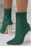 IFOMT New Fashion Spring Outfit Crystal Heel Stretch Mid Calf Skinny Boots