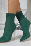 IFOMT New Fashion Spring Outfit Crystal Heel Stretch Mid Calf Skinny Boots