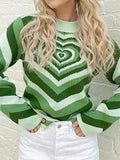 IFOMT Heart Jacquard Argyle Jumper Sweater