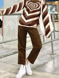 IFOMT Heart Jacquard Argyle Jumper Sweater