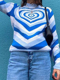 IFOMT Heart Jacquard Argyle Jumper Sweater