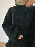 IFOMT Houndstooth Checkered Knit Sweater