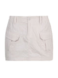 IFOMT White Mini Skirt with Cargo Pockets