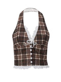 IFOMT Etty Retro Plaid Halter Top