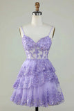 IFOMT Lace Applique Tiered Tulle Corset Mini Dress