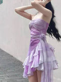 IFOMT Lilac Ruffles Assymetric Flower Mini Dress (PRE-ORDER)