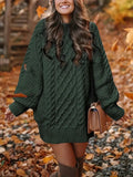 IFOMT Oversized Cable Knit Sweater Dress