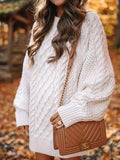 IFOMT Oversized Cable Knit Sweater Dress