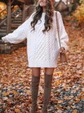 IFOMT Oversized Cable Knit Sweater Dress