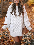 IFOMT Oversized Cable Knit Sweater Dress