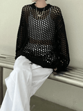 IFOMT Oversized Crochet Open Knit Top