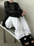 IFOMT Oversized Crochet Open Knit Top