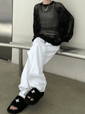 IFOMT Oversized Crochet Open Knit Top