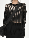 IFOMT Oversized Crochet Open Knit Top