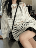 IFOMT Oversized Crochet Open Knit Top