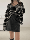 IFOMT Oversized Stripe Jumper Knit Sweater