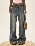 IFOMT Patchwork Straight Loose Boyfriend Jean