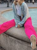 IFOMT Pink Casual Relaxed Boyfriend Jeans