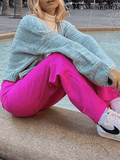 IFOMT Pink Casual Relaxed Boyfriend Jeans